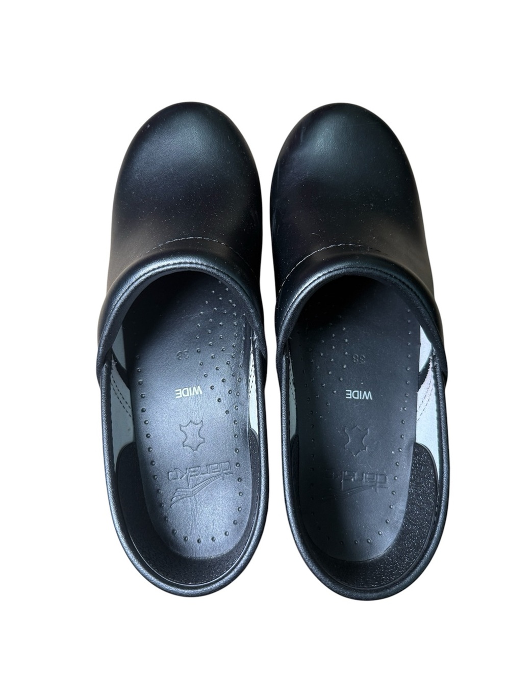 Dansko Professional Black Leather Clogs Shoes Wide Width EU 38 US 7.5-8 - Picture 2 of 6